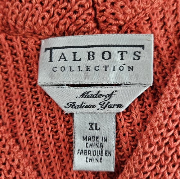 NWOT Talbots peach orange silk linen cable knit sweater Womens XLarge - Picture 2 of 6